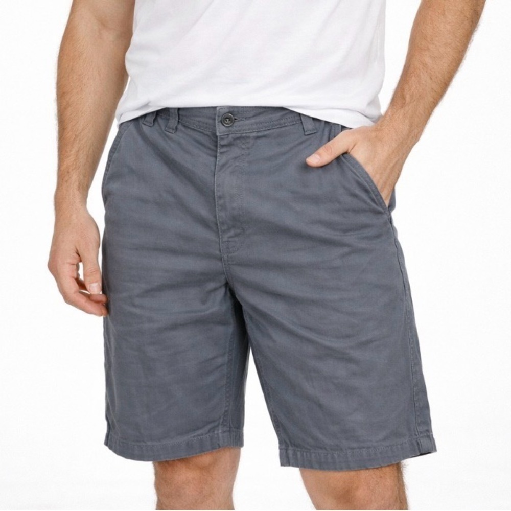 Duluth cargo shorts gray 44" relaxed fit multi pocket small spot on pocket